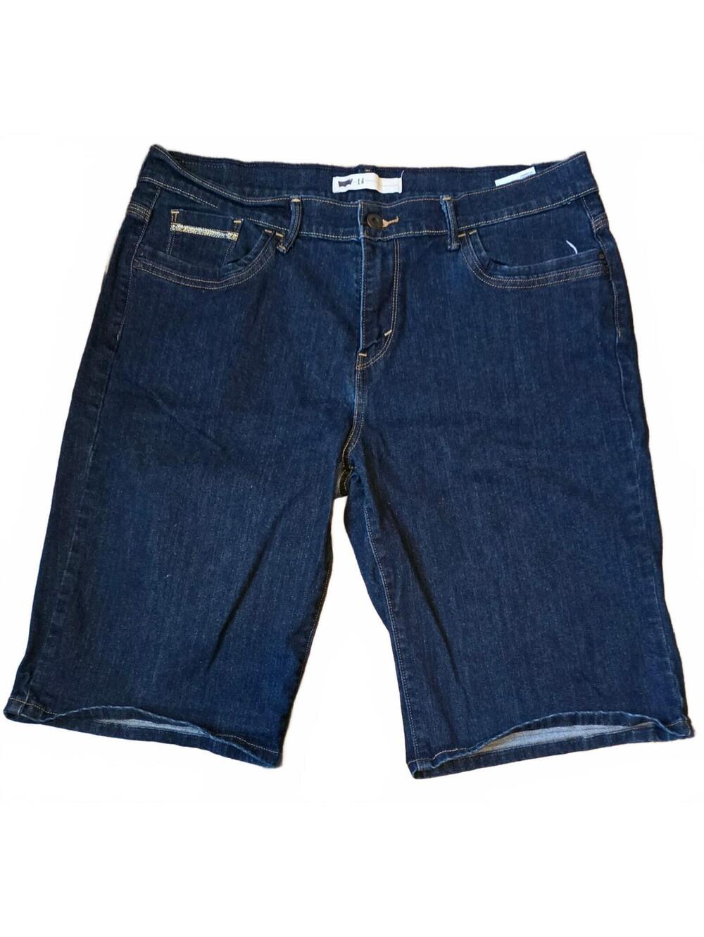 Levi's Dark Blue Denim Bermuda Shorts Size 14 - Classic Casual Comfort